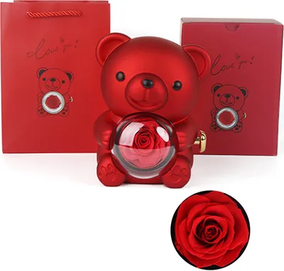 Zdjęcie produktu dla Wieczna róża naszyjnik dla kobiet wieczna róża nieskończona róża Dzień Matki Walentynki Twoja róża pudełko wieczna róża naszyjnik damski prezent dla mamy babci żony dziewczyny (czerwony)