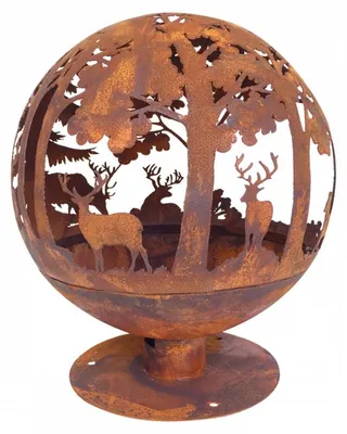 Image de Brasero rond - Découpe laser - D 57,5 x H 66 cm - Effet rouille