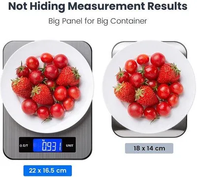 Zdjęcie produktu dla Cyfrowa waga kuchenna 20 kg - Elektroniczna waga z funkcją tarowania i wyświetlaczem LCD - Stal nierdzewna + szkło hartowane - Wysoka precyzja