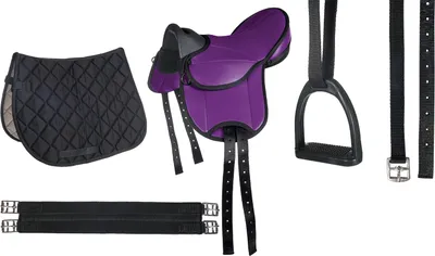 Produktbild von HKM Shettysattel Set Beginner Kindersattel Violett Shetty