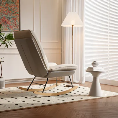 Image de CDGlobal Fauteuil à bascule Fauteuil d'accentuation Fauteuil de relaxation Fauteuil à bascule pour chambre à coucher, capacité de charge jusqu'à 120 kg
