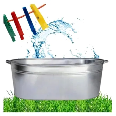 Produktbild von Badewanne Verzinkte Zinkwanne Ovale Pflanzgefäße Blumentopf Garten 75 Liter