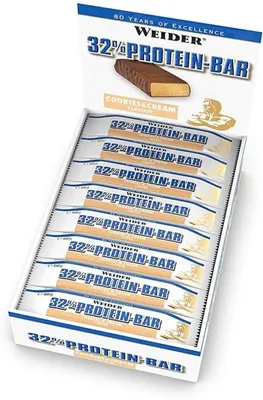 Produktbild von Weider 32% Protein Bar, 60g Riegel, 24 Riegel Karton Cookies & Cream