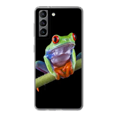 Produktbild von MuchoWow® Handyhülle Schutzhülle Hülle für Samsung Galaxy S21 Frosch - Pflanze - Schwarz Silikon Softcase Handy Hülle - Softcase