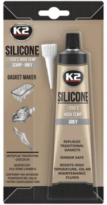 Produktbild von K2 Hochtemperatur Silikon Dichtmasse grau bis + 350°C 85g Öl Wasser Dichtung