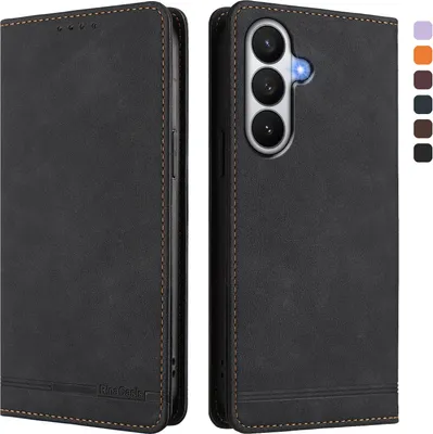 Obrázek produktu pro Pouzdro pro Samsung Galaxy S26, retroPolyuretankožené flip pouzdro s stojánkem a přihrádkami na karty Černý