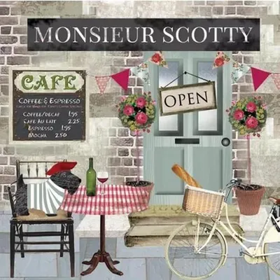 Produktbild von Servietten Papier 33x33cm 3-lagig Cafe in Frankreich Motiv 20 Stück