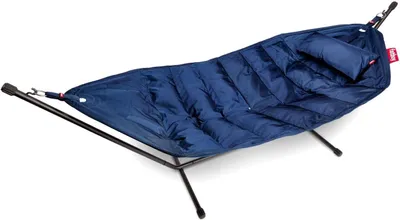 Produktbild von Fatboy Headdemock Deluxe Dunkelblau | Hängematte für Zwei mit Gestell | inkl. Matte, Gestell, Kissen, Cover- Deluxe Version | Outdoor geeignet Garten