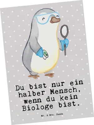 Produktbild von Mr. & Mrs. Panda Postkarte Biologe Herz - Grau Pastell - Geschenk, bildkarte, Postkarten, Ansichtskarte, einzelkarte, Labor, Beruf, Bachelor, Lustig, Spruch, Studium