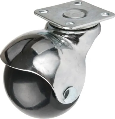 Produktbild von Möbelrad mit Platte, Durchmesser 50mm/45kg, Drehplatte | Möbelrad | Räder für Möbel, Bürostuhl, Beistellbett, Schreibtischstuhl, Hocker | Stuhl-Rad | Schwarz