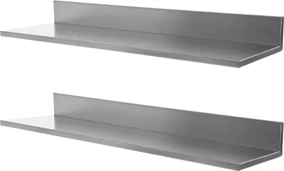Produktbild von Küchenregale - L‑förmige Wandregale - Edelstahl - 2er Set - Tragkraft 18,14 kg - Für Teller & Besteck - Silber