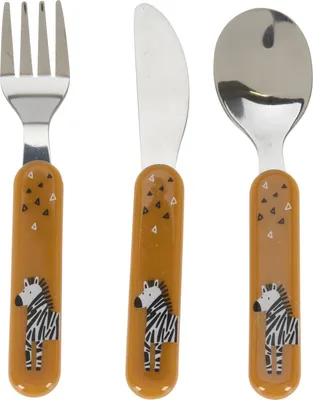 Obrázek produktu pro Dětský příbor ZEBRA, sada 3ks, horčicový