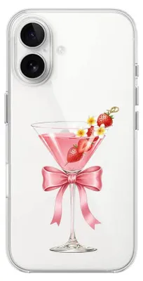 Produktbild von Flexible Hülle für das iPhone 16, TPU Silikon transparent, Erdbeercocktail