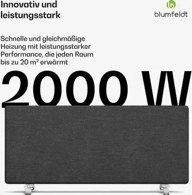 Produktbild von Blumfeldt ThermaTouch Konvektor-Heizung - 2.000W Elektroheizung, Präziser Thermostat, 24h-Timer, IP24, Überhitzungsschutz, Wandmontage/Freistehend, Heizfläche 20 m², Dunkelgrau
