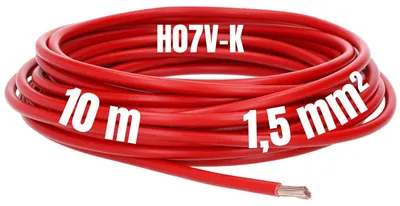 Produktbild von Kalitec 10 Meter H07V-K 1,5 mm² rot Verdrahtungsleitung I Aderleitung flexibel I PVC Einzelader I Litze 1,5mm2 I Verdrahtung feindrätig I Einzelleitung I Kabel eindrähtig I Schaltdraht