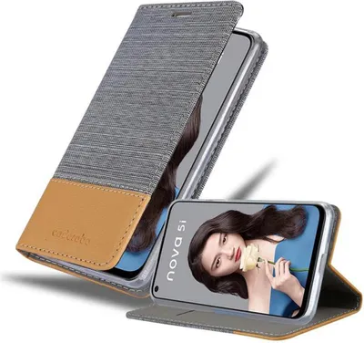Produktbild von Cadorabo Hülle für Huawei NOVA 5i / P20 LITE 2019 Schutzhülle in Grau Handy Hülle Etui Book Case Cover