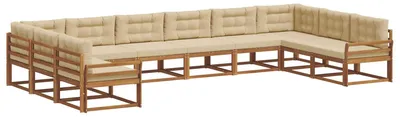 Produktbild von vidaXL Outdoor-Sofagarnitur mit Kissen 10 pcs Natur und Beige