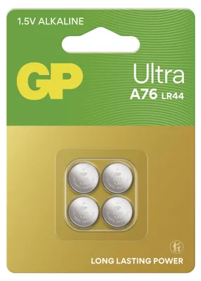 Alkalická knoflíková baterie GP Ultra A76U (LR44), 4 ks