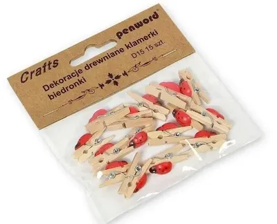 Immagine prodotto di Decorazione in legno coccinella mollette 15pz