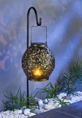 Produktbild von BURI LED Solar-Gartenlaterne 100cm Gartenleuchte Kerzenhalter Gartendeko Gartenlampe