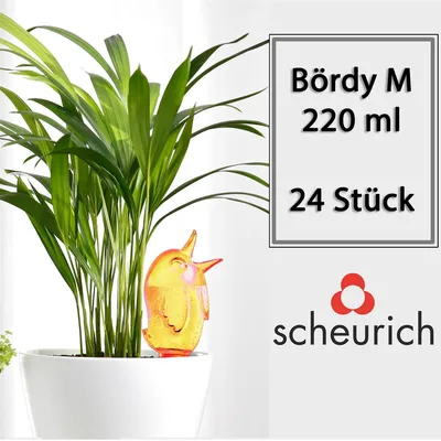 Produktbild von Scheurich Wasserspender Bördy M | 24 x Orange | 220ml Füllmenge | Bewässerungskugel klein mit Ton Fuß | Wasserspender Pflanzen und Blumen Terrakotta Stiel