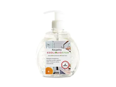 Obrázek produktu pro Ecoliquid ECOLIQUIDÁTOR koupelny, čisticí a dezinfekční prostředek, pomeranč, dávkovač 500 ml