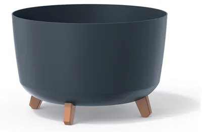 Produktbild von Gracia Standard Blumentopf mit abnehmbaren Beinen inkl. Einsatz für Innen- und Außenbereich Pflanzgefäß Rund Kunststoff (390mm, Anthrazit)