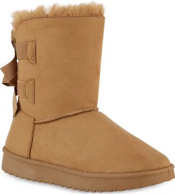 Produktbild von VAN HILL Damen Warm Gefütterte Winter Boots Stiefeletten Kunstfell Schuhe 902278, Farbe: Hellbraun, Größe: 39