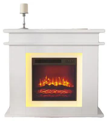 Image de Cheminée électrique, effet de flammes en 3D, niveaux de chauffage réglables, BLANC
