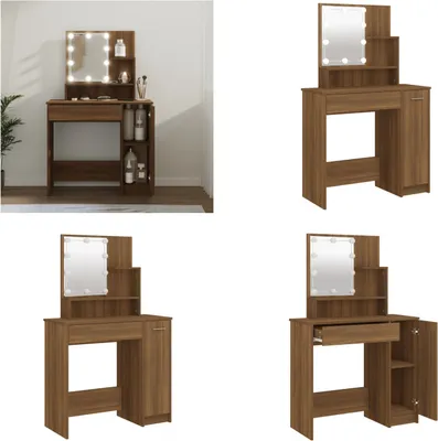 Obrázok produktu pre vidaXL Toaletný stolík s LED diódou hnedý dubový vzhľad 86,5x35x136 cm - toaletný stolík - kozmetický stolík - toaletný stolík