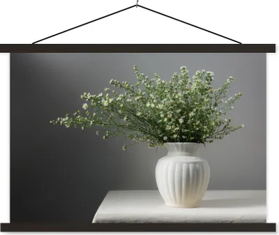Produktbild von MuchoWow® Textilposter Stilleben - Vase - Blumen 90x60 cm mit schwarzem Rahmen - Aufhängungssatz