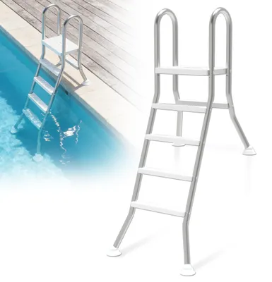 Produktbild von XMTECH Poolleiter aus 304 Edelstahl, 4 Stufen, rutschfeste Tritte, für versunkene Pools & Whirlpool, robust, wetterbeständig, sicher