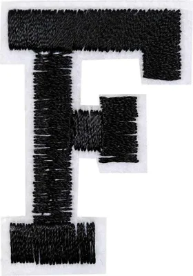 Produktbild von 1 Buchstaben Aufbügler, 15-43x45mm, Applikation, Aufnäher, schwarz, Buchstaben & Zeichen:F