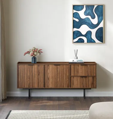 Image de AX LIVING Commode Nordiva à un tiroir, 150 cm, buffet Warmia en noyer