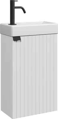 Produktbild von Badplaats Gäste-WC Waschtisch Set Bosco 40 x 22 cm Weiß Matt - Platzsparende Badmöbel Set mit Waschbecken und Unterschrank
