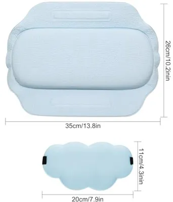 Ergonomisches Badkissen mit Saugnäpfen und Schlafmaske