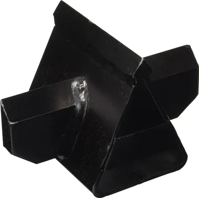 A black metal log splitter wedge is shown against a white background.