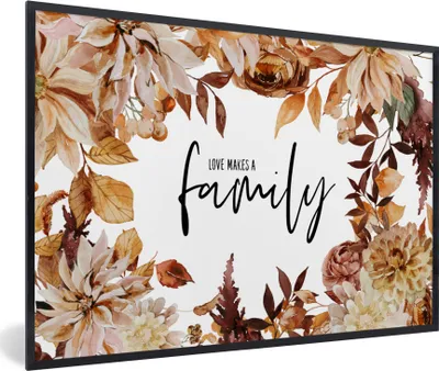 Produktbild von MuchoWow® Gerahmtes Poster Liebe macht eine Familie - Zitate - Sprichwörter 90x60 cm - Poster mit Schwarzem Bilderrahmen Wandposter Rahmen Foto Bilder - Fotorahmen - Foto-Plakat