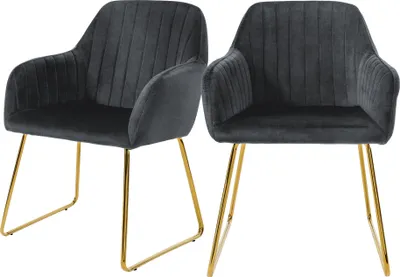 Obrázek produktu pro ML-Design sada 2 jídelních židlí s opěradlem, šedá, ze sametu