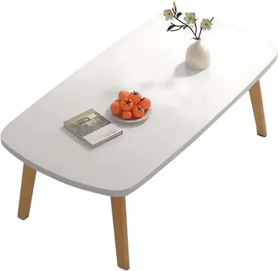 Image de Table basse pliante Portable Mini-bureau en bois Tables basses pliantes multifonctionnelles pour petites pièces, chambres, salons blanc