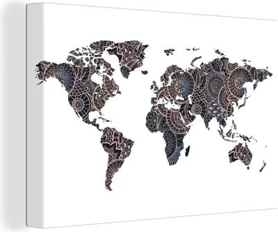Zdjęcie produktu dla OneMillionCanvasses® - Obraz na płótnie - Fototapety na płótnie - Mapa świata - Czarny - Mandela - Dziecko - Chłopiec - Dziewczynka -