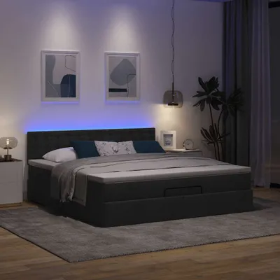 Produktbild von Maison Exclusive - Ottoman-Bett mit Matratze & LEDs Schwarz 160x200 cm Stoff