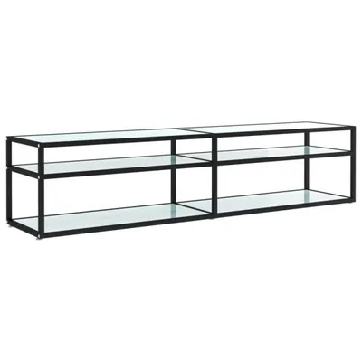 Zdjęcie produktu dla vidaXL Szafka pod TV biała marmurowa 180x40x40,5 cm szkło hartowane
