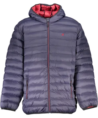 Produktbild von Herren Übergangsjacke Blau - Oversized mit Kapuze & Stickerei