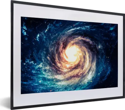 Produktbild von MuchoWow® Gerahmtes Poster Weltraum - Sterne - Blau 40x30 cm - Poster mit Schwarzem Bilderrahmen Wandposter Rahmen Foto Bilder - Bilderrahmen - Poster im Rahmen