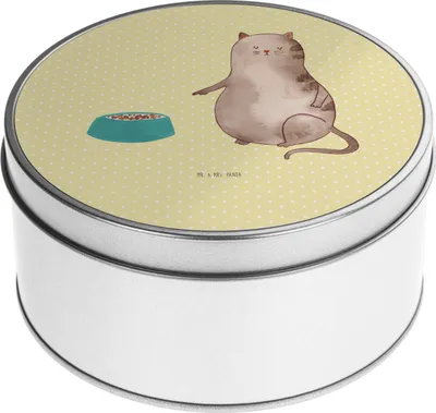 Produktbild von Mr. & Mrs. Panda Kaffeedose Katze Fressen - Gelb Pastell - Geschenk, Katzensouvenirs, Dose, Aufbewahrungsdose, keksdosen, Keksdose, Teedose