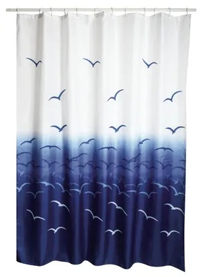 Produktbild von Duschvorhang MSV MÖWEN Textil 180 x 200 cm blau weiß 149298