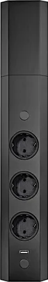 Produktbild von Energie-Ecksäule ST 3081/3 USB in SCHWARZ mit 3 Steckplätzen und USB Ladestation / Mehrfachsteckdose / Ecksteckdose