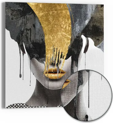 Produktbild von DEQORI Hybrid Leinwand Bild 30x30 cm 'Goldener Schimmer' Wandbild Glas flach modern