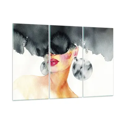 Produktbild von Bilder auf glas - 3 Teile - Aquarell Modell Brille - 165x110cm - Glasbilder - Wandbilder - Bilder - zum Aufhängen bereit - Wanddekoration aus Glas - Glas Bilder - Wandbild auf Glas - GCE165x110-4678